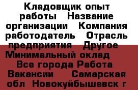 Кладовщик опыт работы › Название организации ­ Компания-работодатель › Отрасль предприятия ­ Другое › Минимальный оклад ­ 1 - Все города Работа » Вакансии   . Самарская обл.,Новокуйбышевск г.